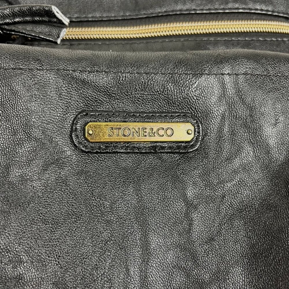 Stone & Co. Black Faux-Leather Crossbody Bag Purse - Picture 7 of 12